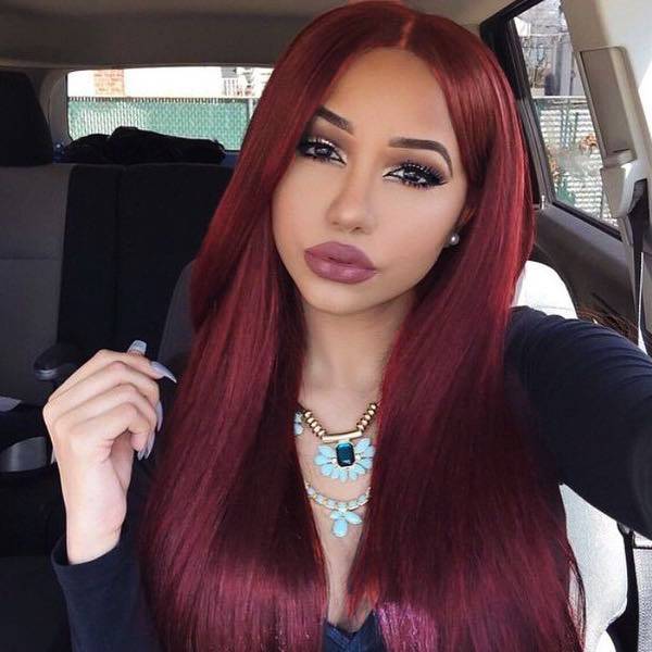 New dyed wig European and American ladies long hair black gradient wine red hair long -hair chemical fibrous hair