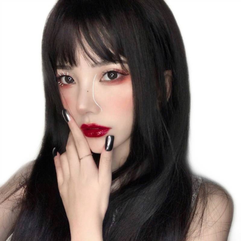 Factory wholesale wig female air bangs black long straight hair simulation scalp is fluffy natural high -temperature silk full head set