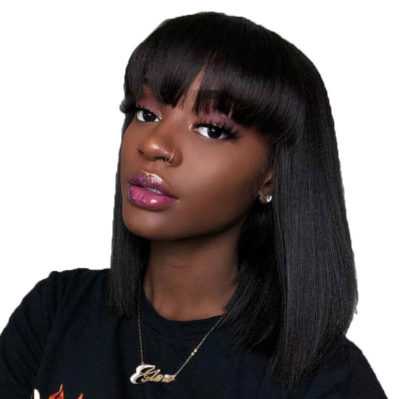 Exit Africa European and American fake girl Qi Liu Hai BOBO head long straight hair full mechanism to make fibrous head cover