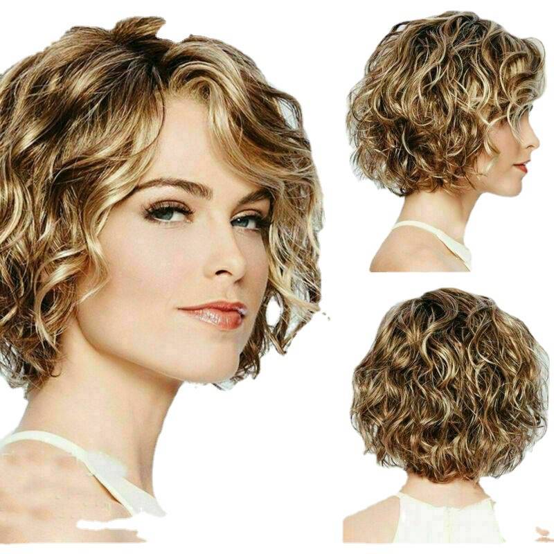 Genuine wig European and American fashion ladies short hair new curly fluffy short curly hair wig
