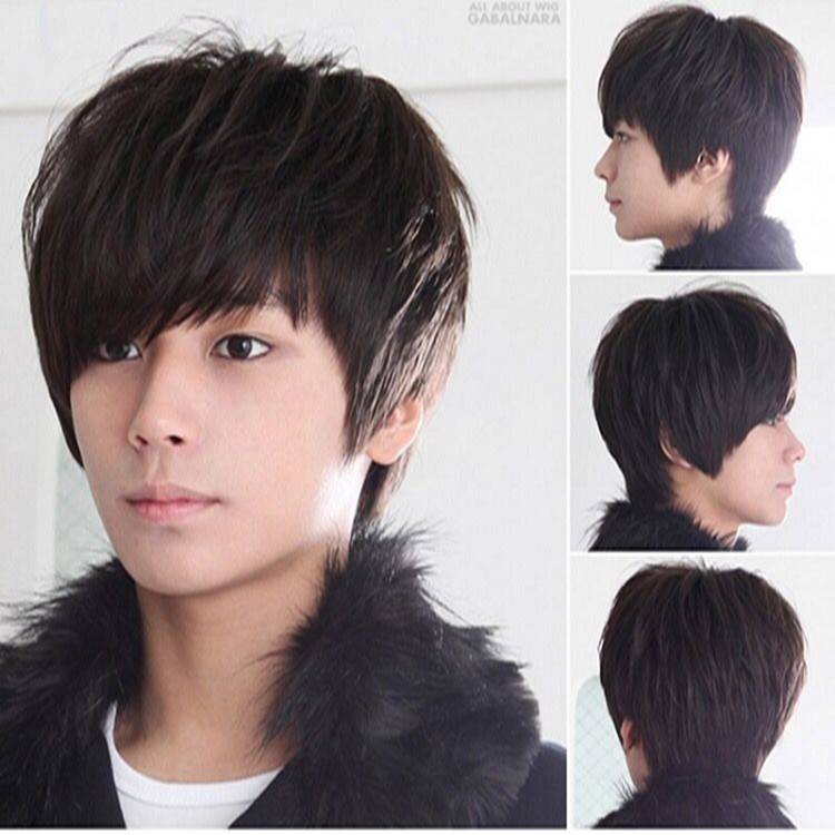 Korean version of men's fake hair handsome short hair, realistic fluffy, sloping bangs, natural boys, students student wigs, men's trends