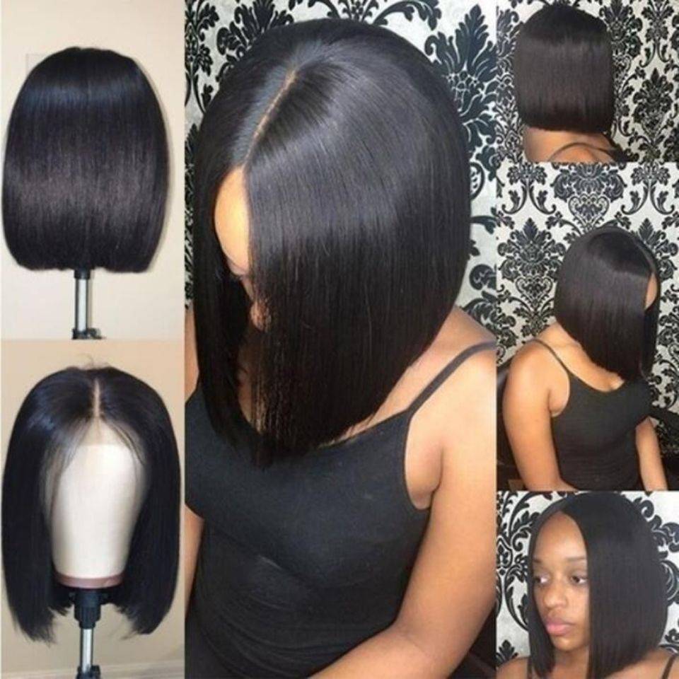 2023 new European and American fashion black long wave BOBO head wigs girl bangs bangs full set