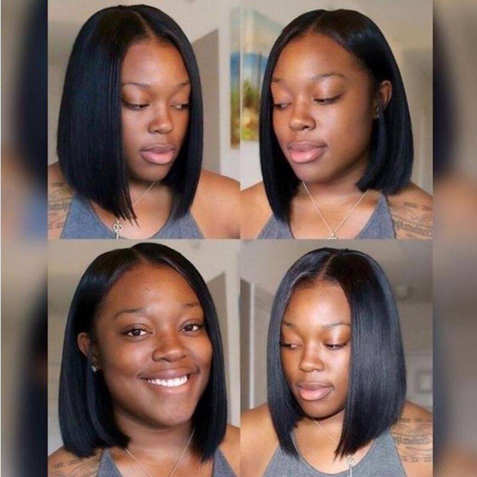 2023 new European and American fashion black long wave BOBO head wigs girl bangs bangs full set
