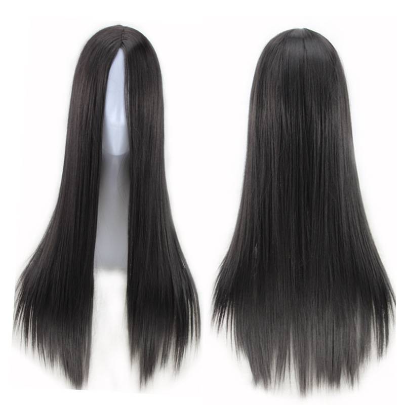 Mid -length straight hair wig Black/light golden color/jaoline multi -colored long straight wigs cover a one -generation hair