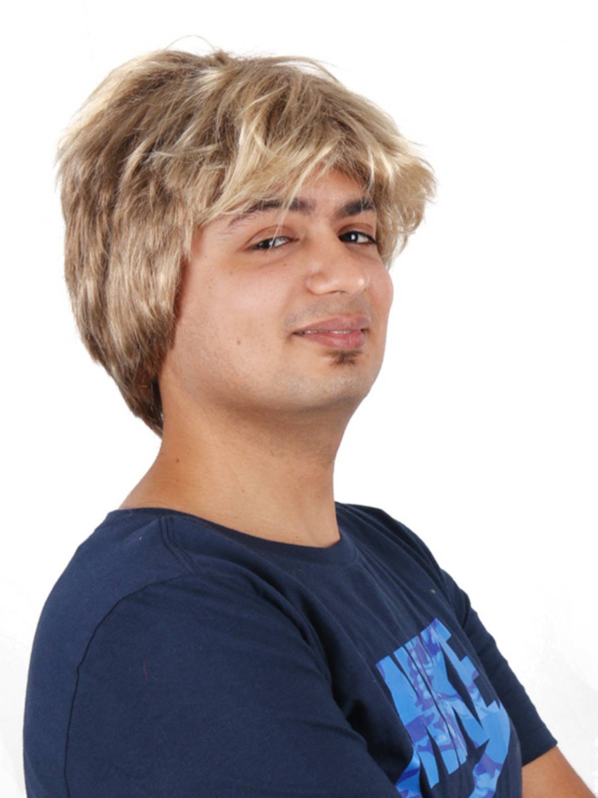 Foreigners Golden Brown Men's Wigs European and American short hair wig fluffy and handsome European and American boys wig