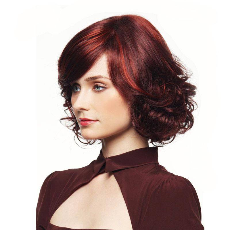 European wine red ladies fashion short curly hair flip -tilled small curly hair wiggle hoods directly operated by manufacturers