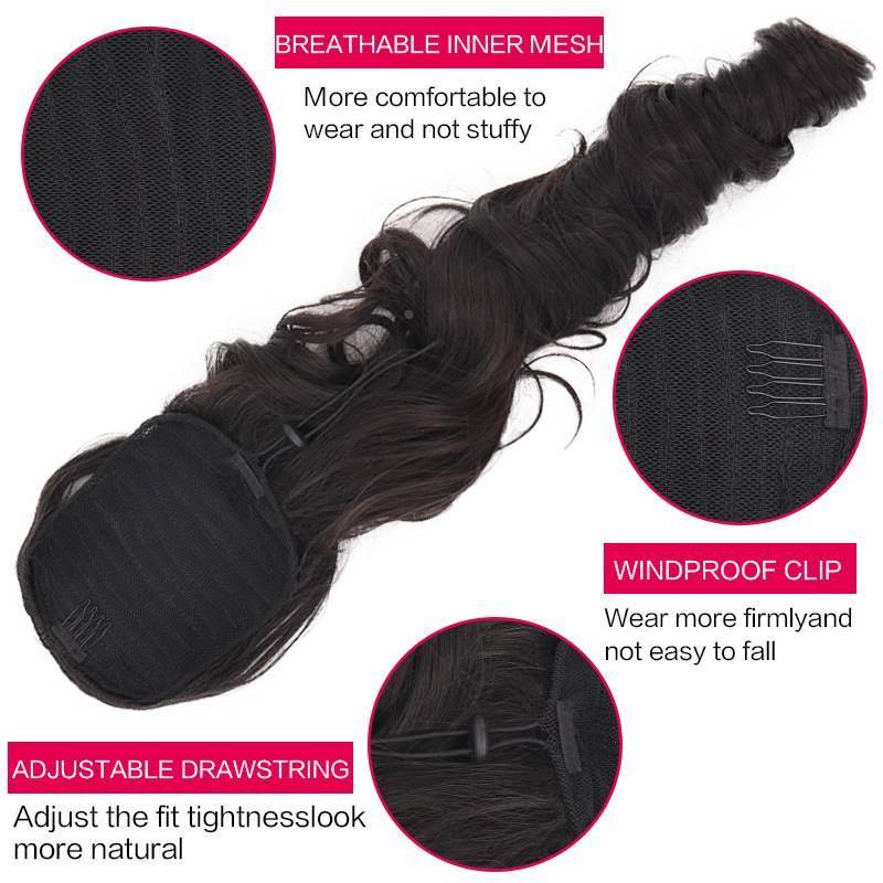 Ponyta Women's European and American long curly wavy pumping rope spiral curls ponytail braid elastic pumping rope wigs
