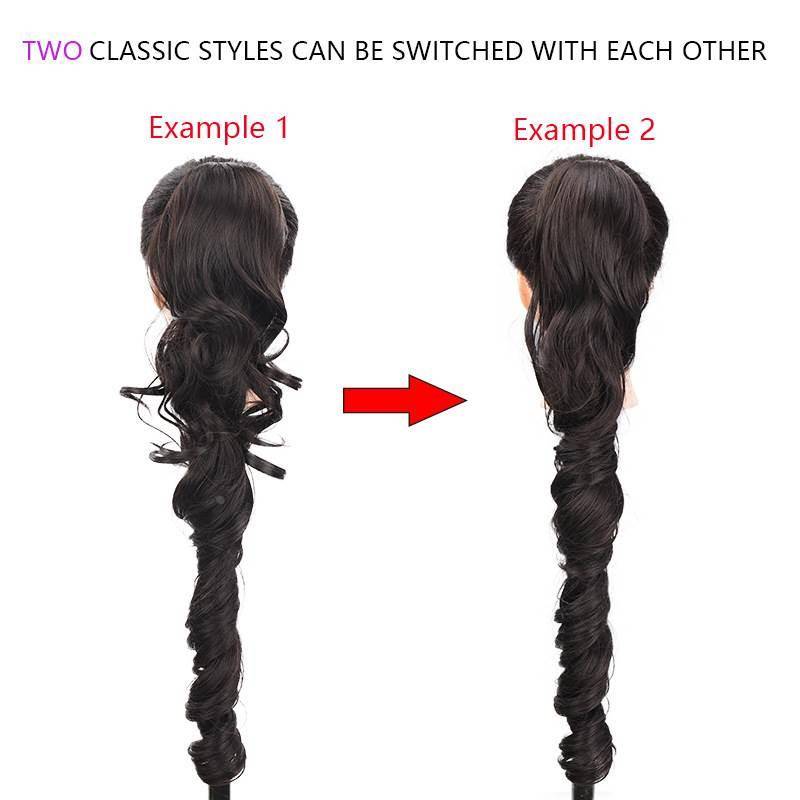 Ponyta Women's European and American long curly wavy pumping rope spiral curls ponytail braid elastic pumping rope wigs