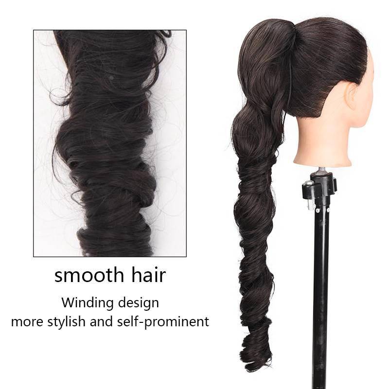 Ponyta Women's European and American long curly wavy pumping rope spiral curls ponytail braid elastic pumping rope wigs