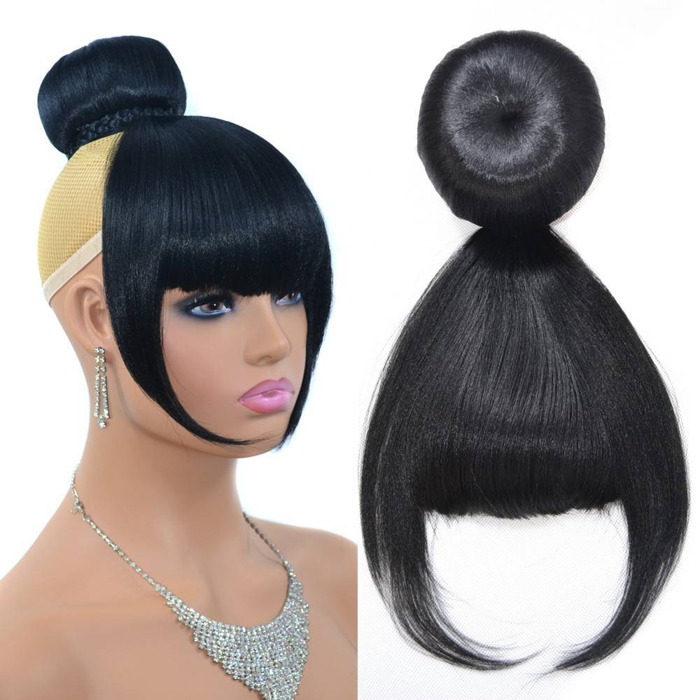 European and American retro hair bangs integrated wigs of small apple hair buns with braid bun bangs bangs wigs