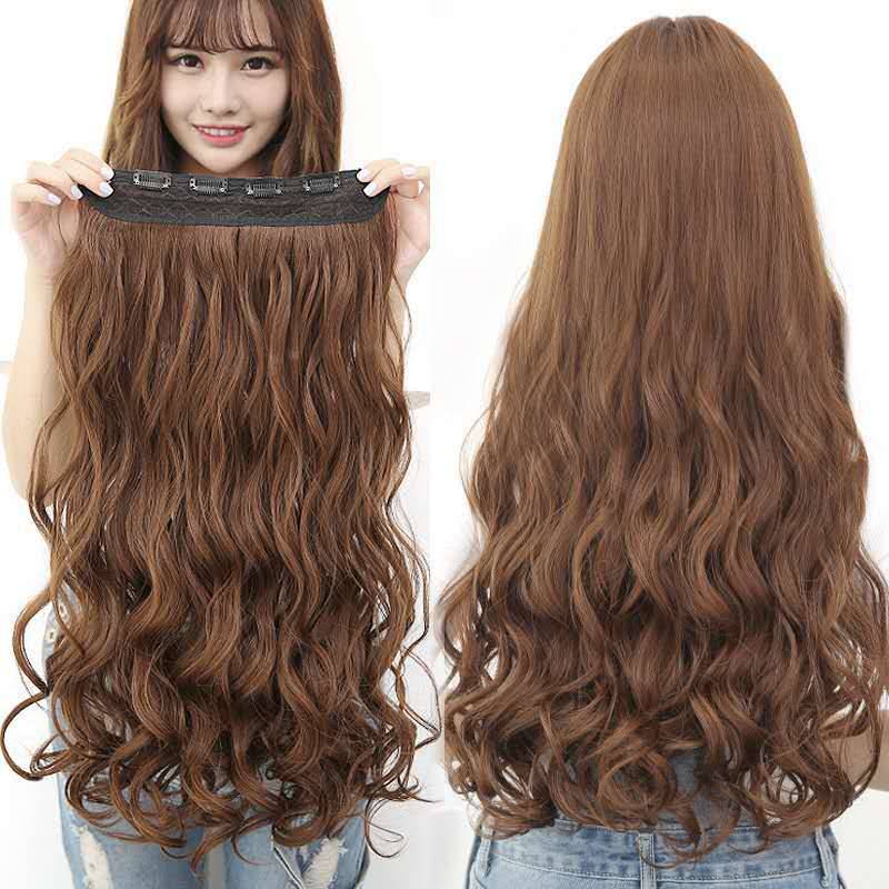 Manufacturer's one -piece curly hair film big wave medium long curly hair wigs female simulation matte high temperature shred