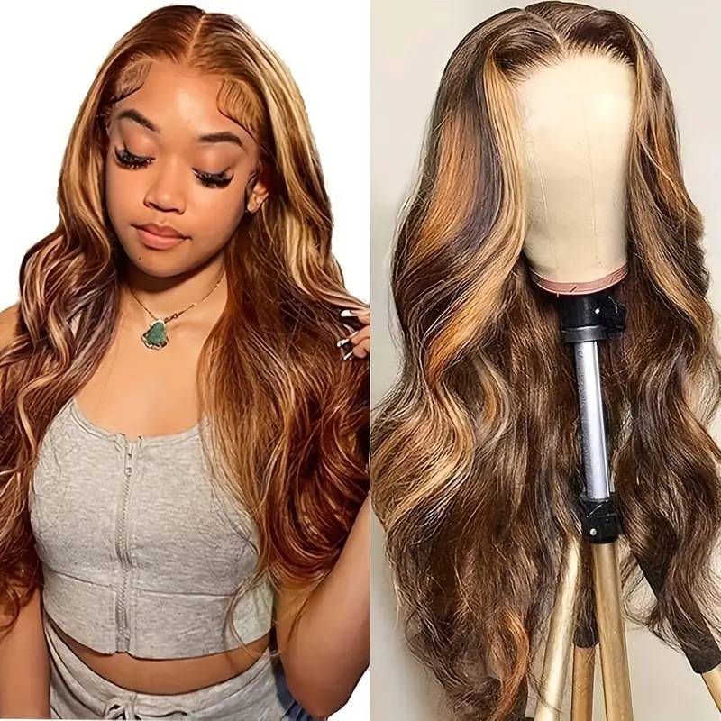 Wigs in Europe and the United States before picking up piano color wavy curly hair African hot -selling front lace