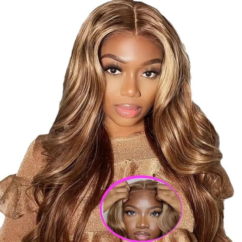 Wigs in Europe and the United States before picking up piano color wavy curly hair African hot -selling front lace