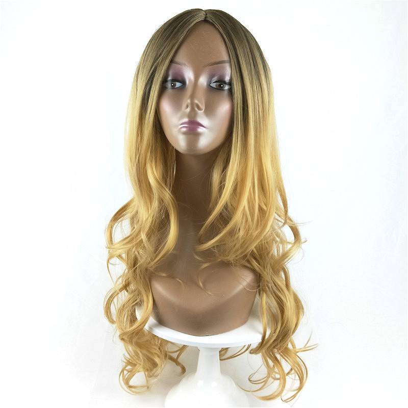 African wig female European and American fashion gradient long curly hair fluffy big waves and wavy fiber head women Amazon Amazon