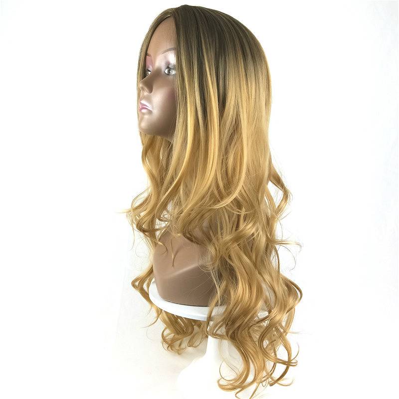 African wig female European and American fashion gradient long curly hair fluffy big waves and wavy fiber head women Amazon Amazon