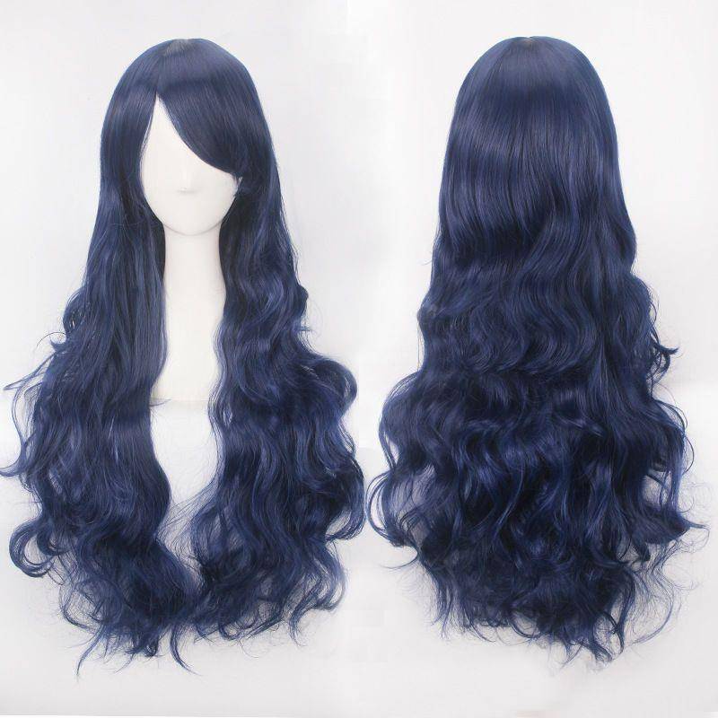 Drifting home cosplay color super long holiday mobilization wig buckle network high -temperature silk universal 80cm long curly hair