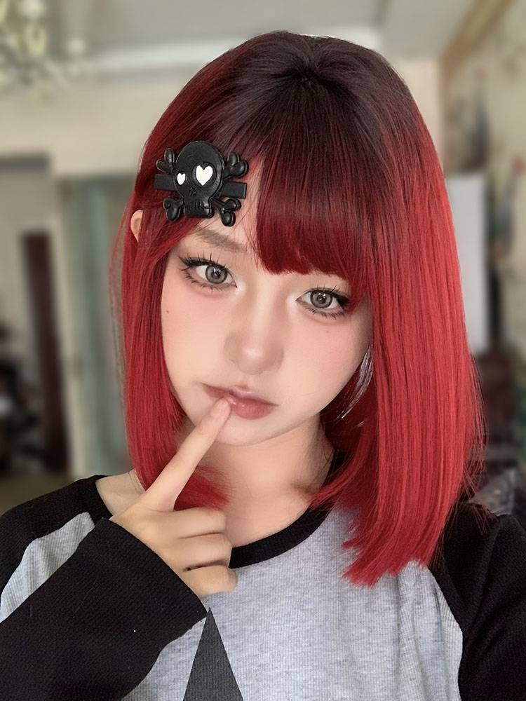 Crimson Moon Night · Chili Pepper Wigs Dyed Dyeing Red Straight Natural Gothic Snapena Daily Full Full Host