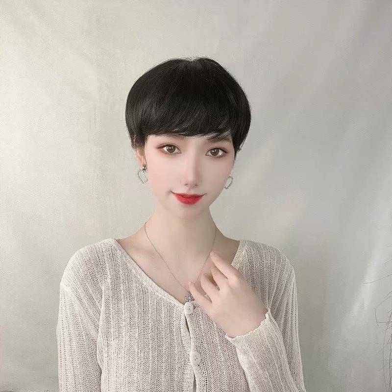 Factory wigs, short straight hair, fashionable short hair, female chemical fibrous head, supporting patterns to customize goods