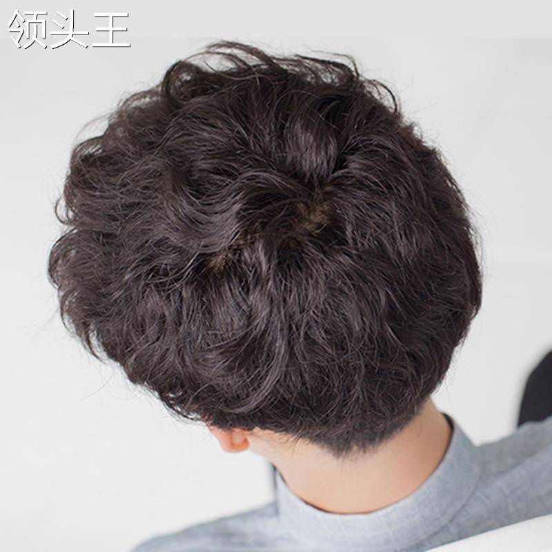 Spot European and American handsome men's short curls all over the bangs -shaped fake head suite sources