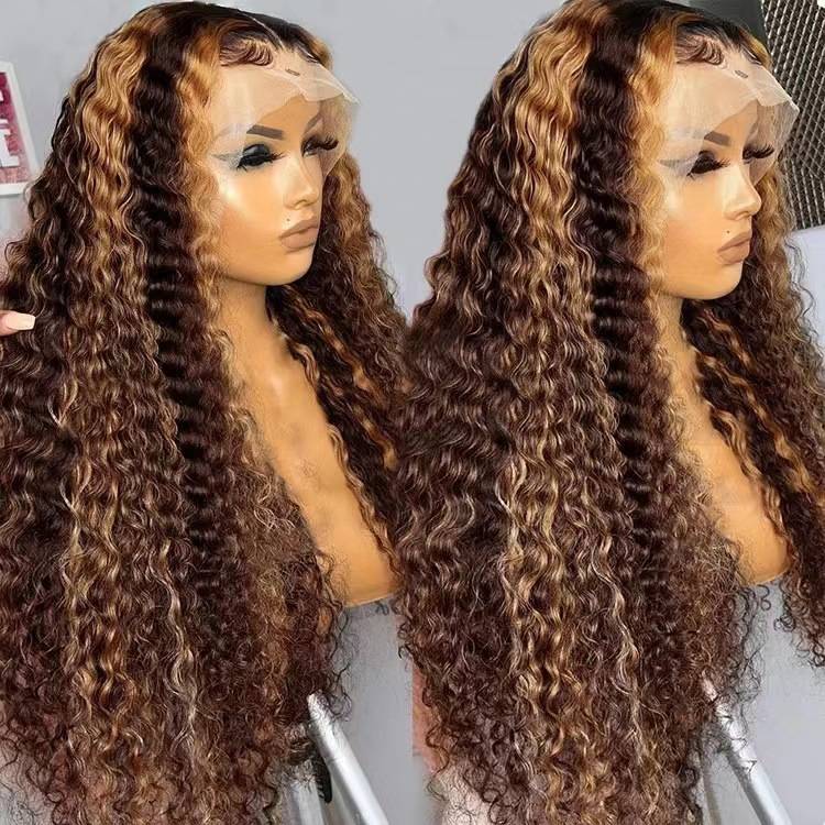 European and American Wind Before Wind Lace's Piano color gradient, small roll long hair wig wigs daily applicable