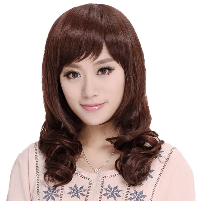 Wig female long curly hair full -headed full -hood middle -aged lady medium long fashion wig