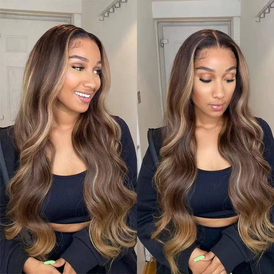 European and American ladies fashion brown dyeing long curly curly hair wig chemical fiber African large wave wig
