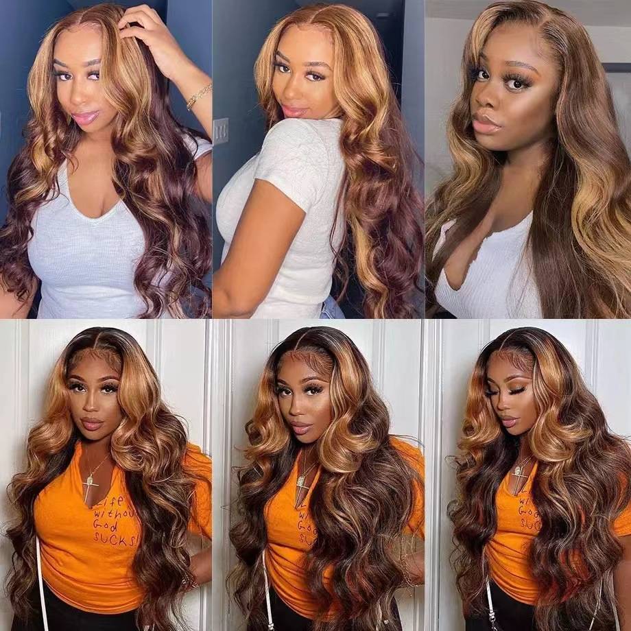 European and American ladies fashion brown dyeing long curly curly hair wig chemical fiber African large wave wig