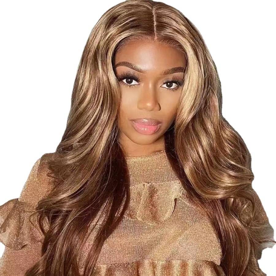 European and American ladies fashion brown dyeing long curly curly hair wig chemical fiber African large wave wig