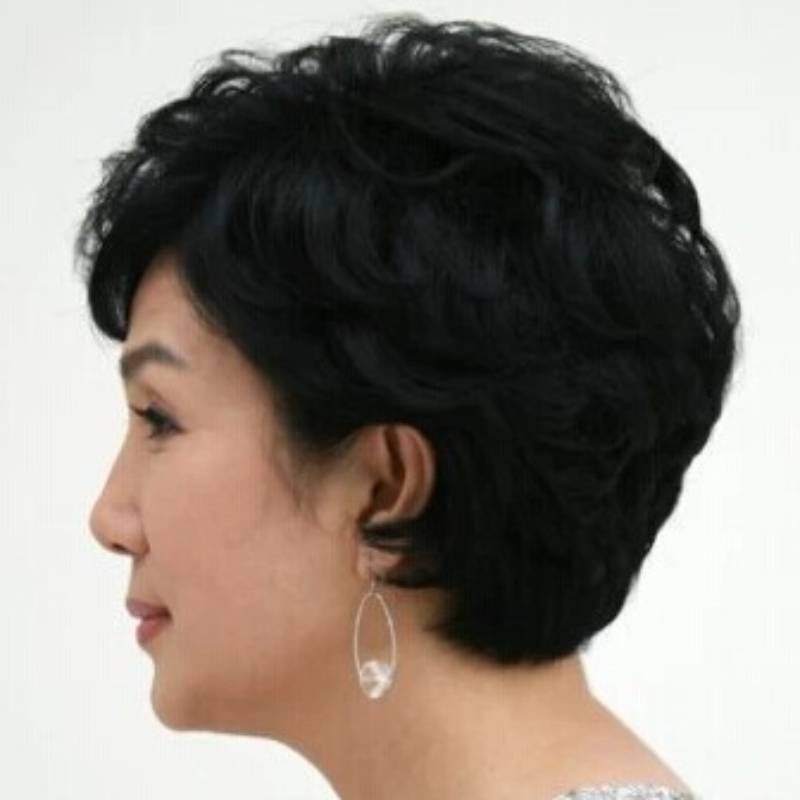 All -handed high -end wig Women's short straight curly hair reality delivery needle full header