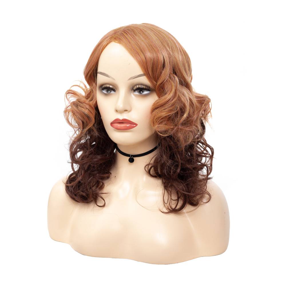European and American ladies short-curly hair fake head cover cross-border e-commerce double-color head sleeve ww1-12#