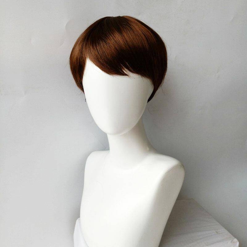 Japan and South Korea wig women's high -temperature silk short straight hair diagonal bangs mechanism buckle network full header fashion short discovery goods