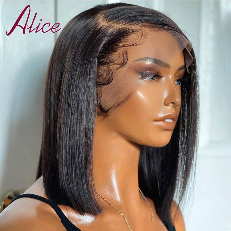 Alice 13x4 Black Straight Bob Wig 200% Density Human Hair