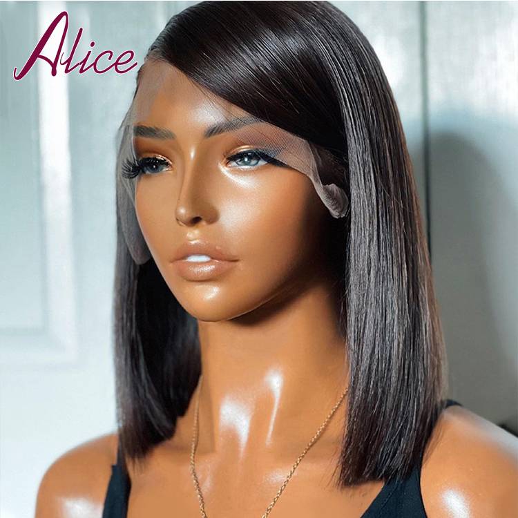 Alice 13x4 Black Straight Bob Wig 200% Density Human Hair