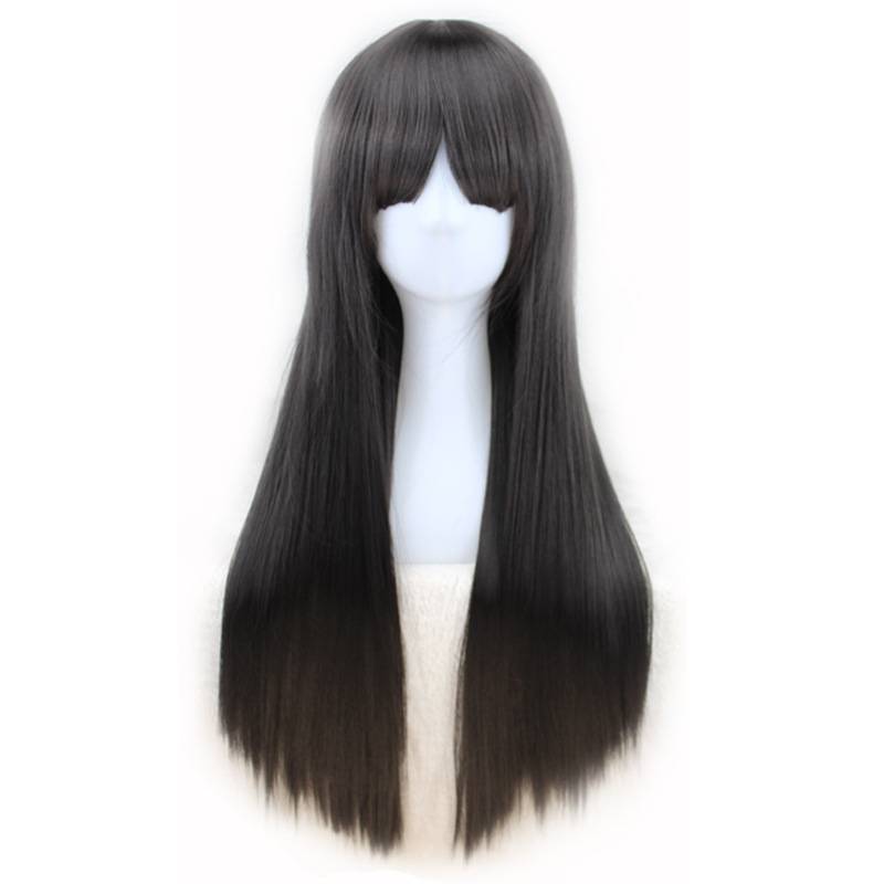 Qi Liu Hai's long straight hair new wig European and American ladies pink long hair pale golden anime cos straight set