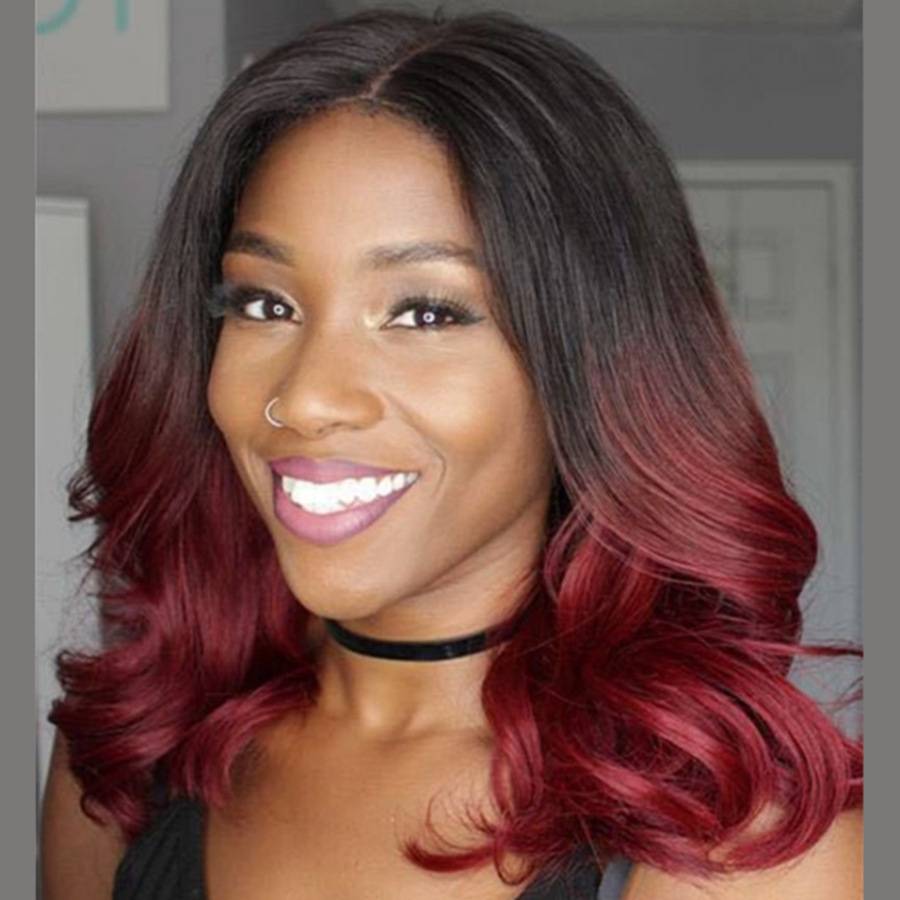 Cross -border e -commerce fake delivery source 1bt wine red gradient color long curly hair big wave European beauty fiber head women