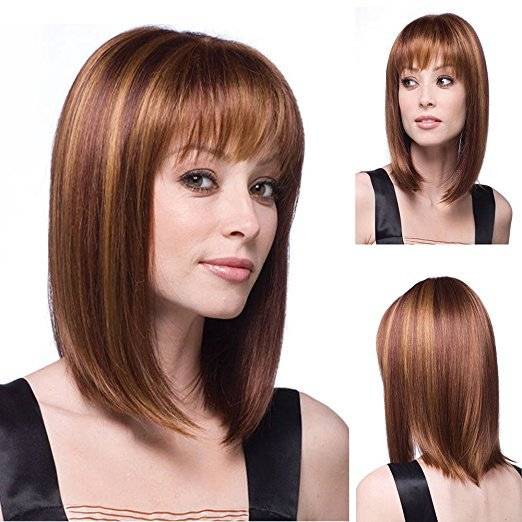 Cross -border shoulder wigs in European and American fashion wig Short -haired black two -color mixed agent discovery