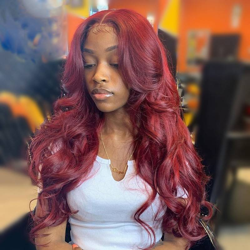 New product wigs in European and American ladies are divided into long curly hair wig wine red big wavy fibrous wig