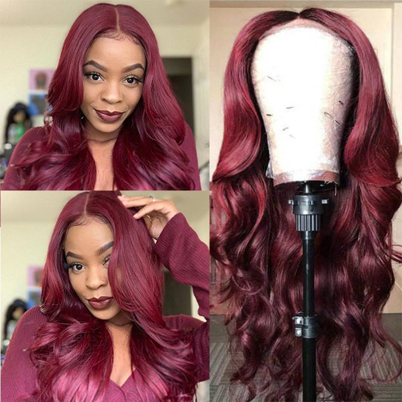 New product wigs in European and American ladies are divided into long curly hair wig wine red big wavy fibrous wig