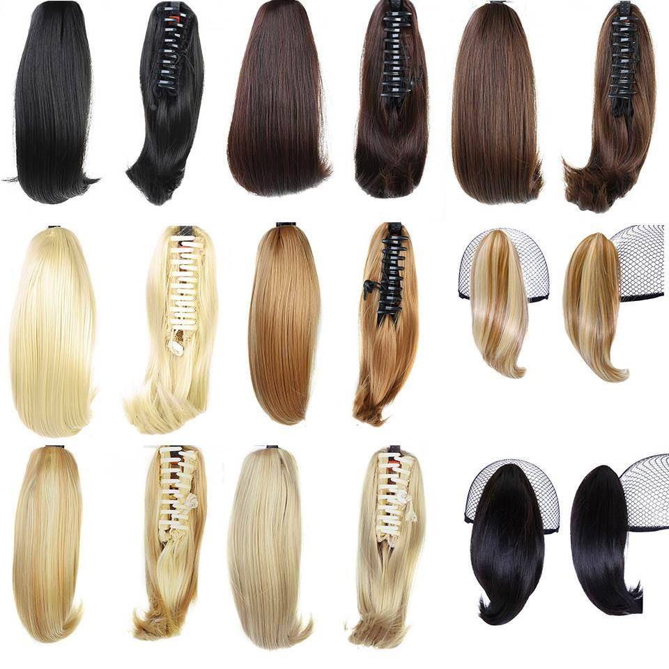 European and American fashion ponytail big grab long straight hair slightly tap internal clip -tailed horsetail high -temperature silk wig ponytail