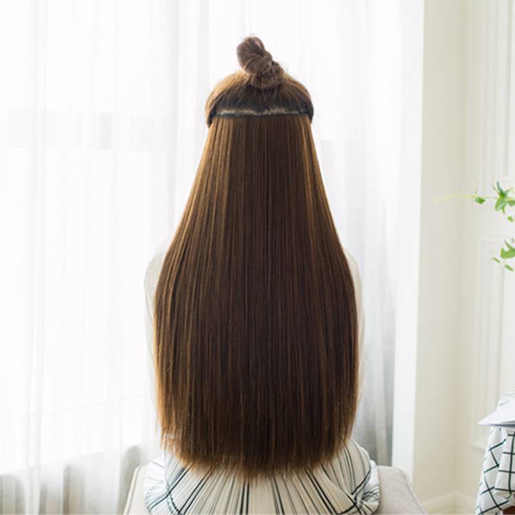 Wig female five -clip long straight hair wig, a piece of 5 -card chemical fiber hair, five -pinch hair film manufacturers