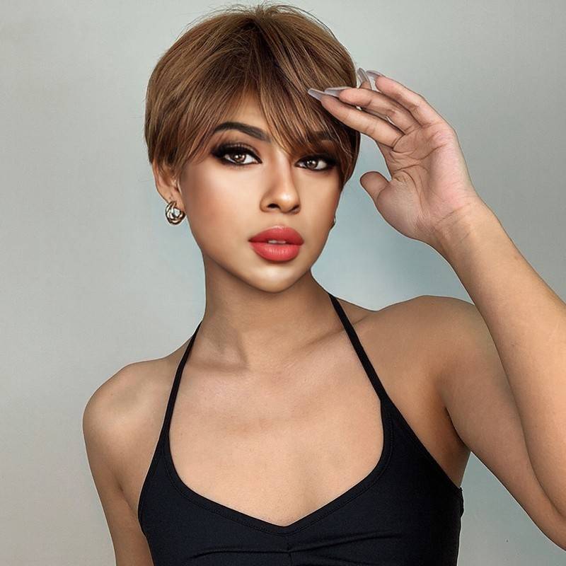Cross -border European and American new product wig women's fashion short hair full set wig Simulation short straight hair overseas hair