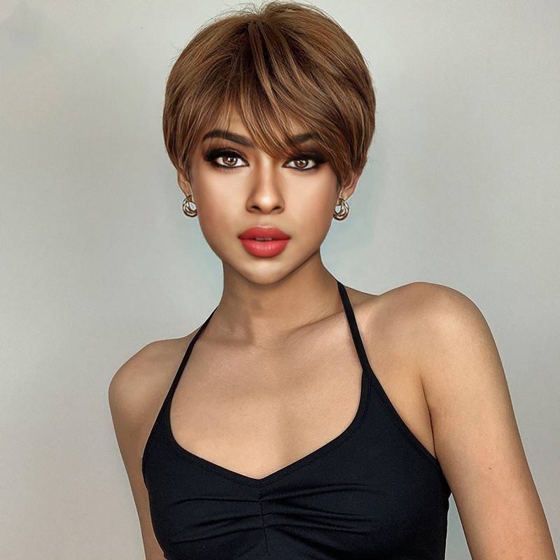 Cross -border European and American new product wig women's fashion short hair full set wig Simulation short straight hair overseas hair