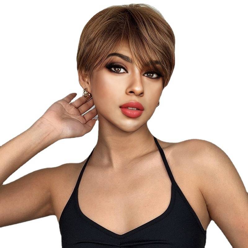 Cross -border European and American new product wig women's fashion short hair full set wig Simulation short straight hair overseas hair