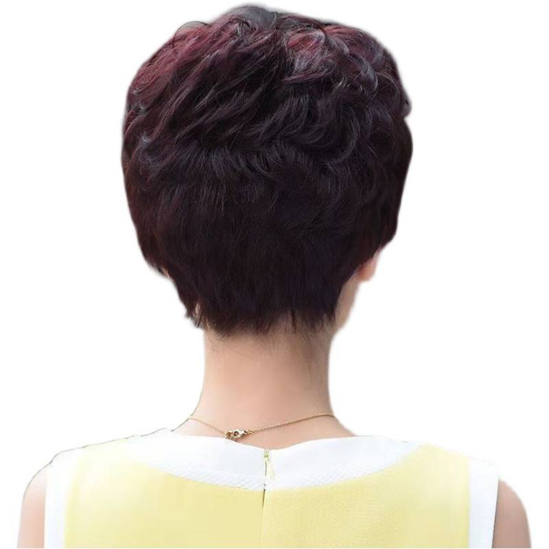 Wigs female short hair Middle -aged and elderly full heads naturally fluffy short curly hair net red temperament mother fashion hair new products