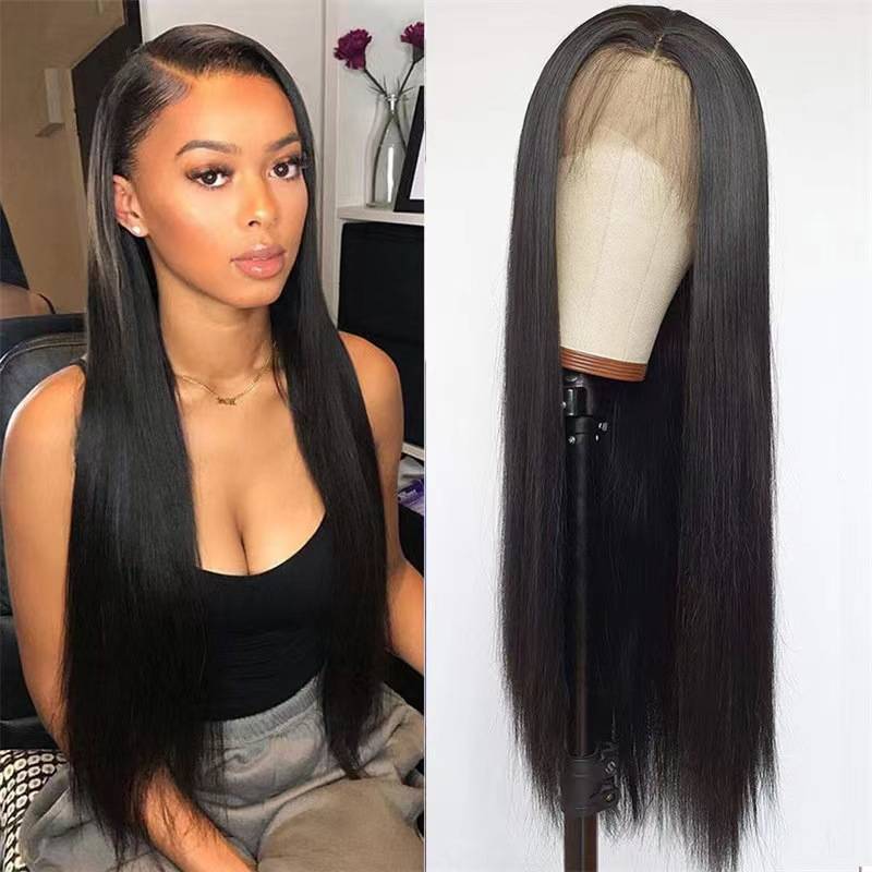 Amazon Europe and the United States former lace wig head sleeve black long straight -hair fibrous head cover lace wig wig wig