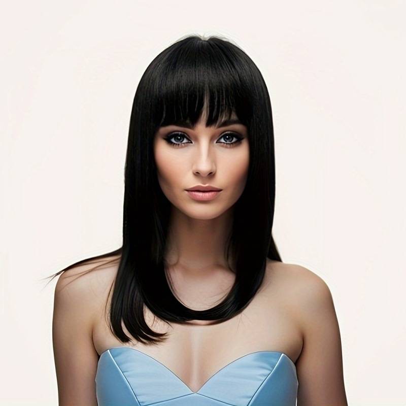 AliExpress European and American wigs, long straight -hair air bangs chemical fiber mechanism full set of hot -selling wigs