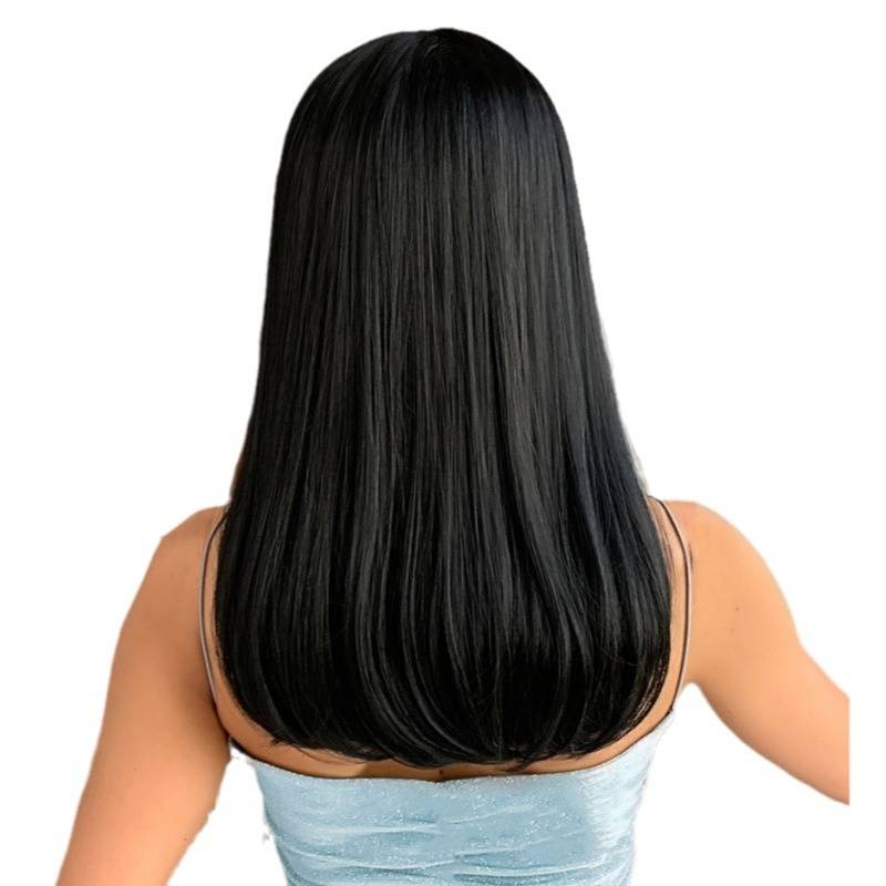 AliExpress European and American wigs, long straight -hair air bangs chemical fiber mechanism full set of hot -selling wigs