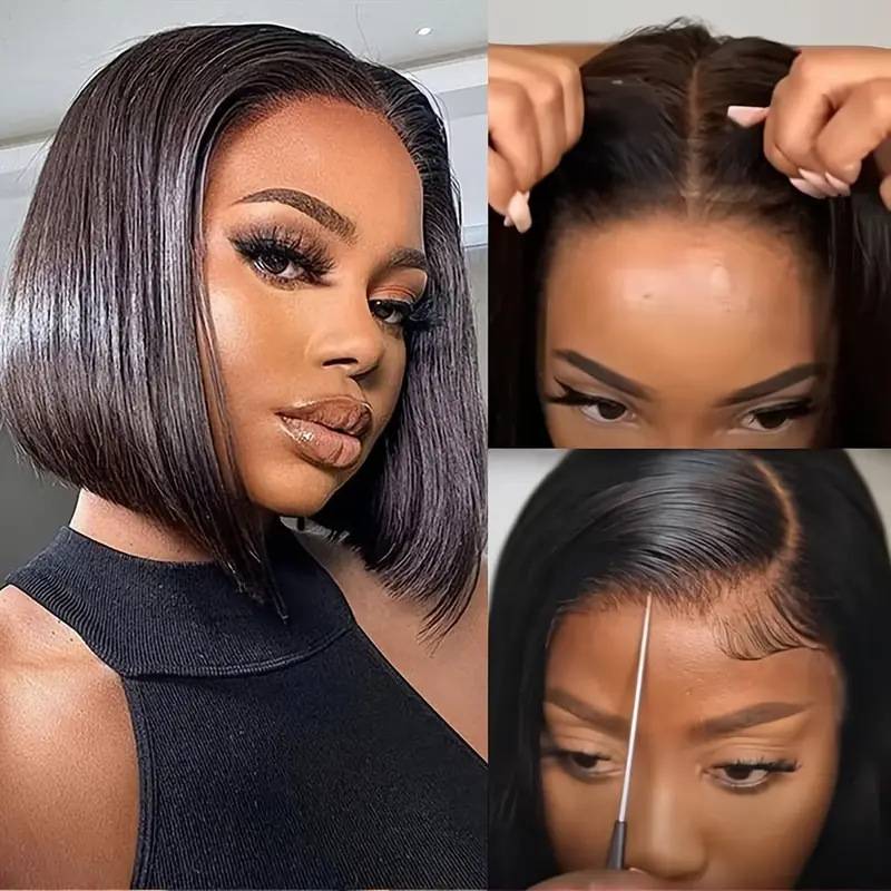 European and American fashion women's former lace wig Short straight hair is divided into BOBO Bobo head wigs full head set