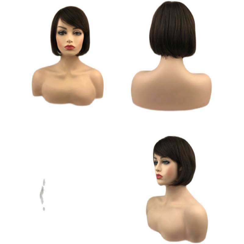 Ferry hair female short hair full head set of real head sets of real -bumon bobo short straight hair full real hair black+delivery net
