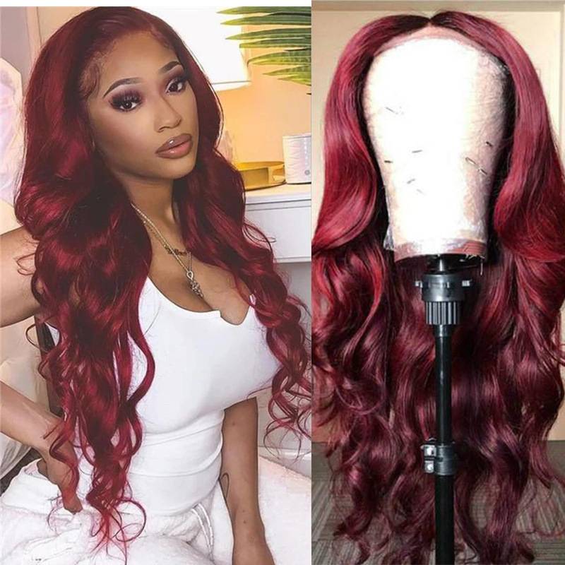 New product wigs in European and American ladies are divided into long curly hair wig wine red big wavy fibrous wig